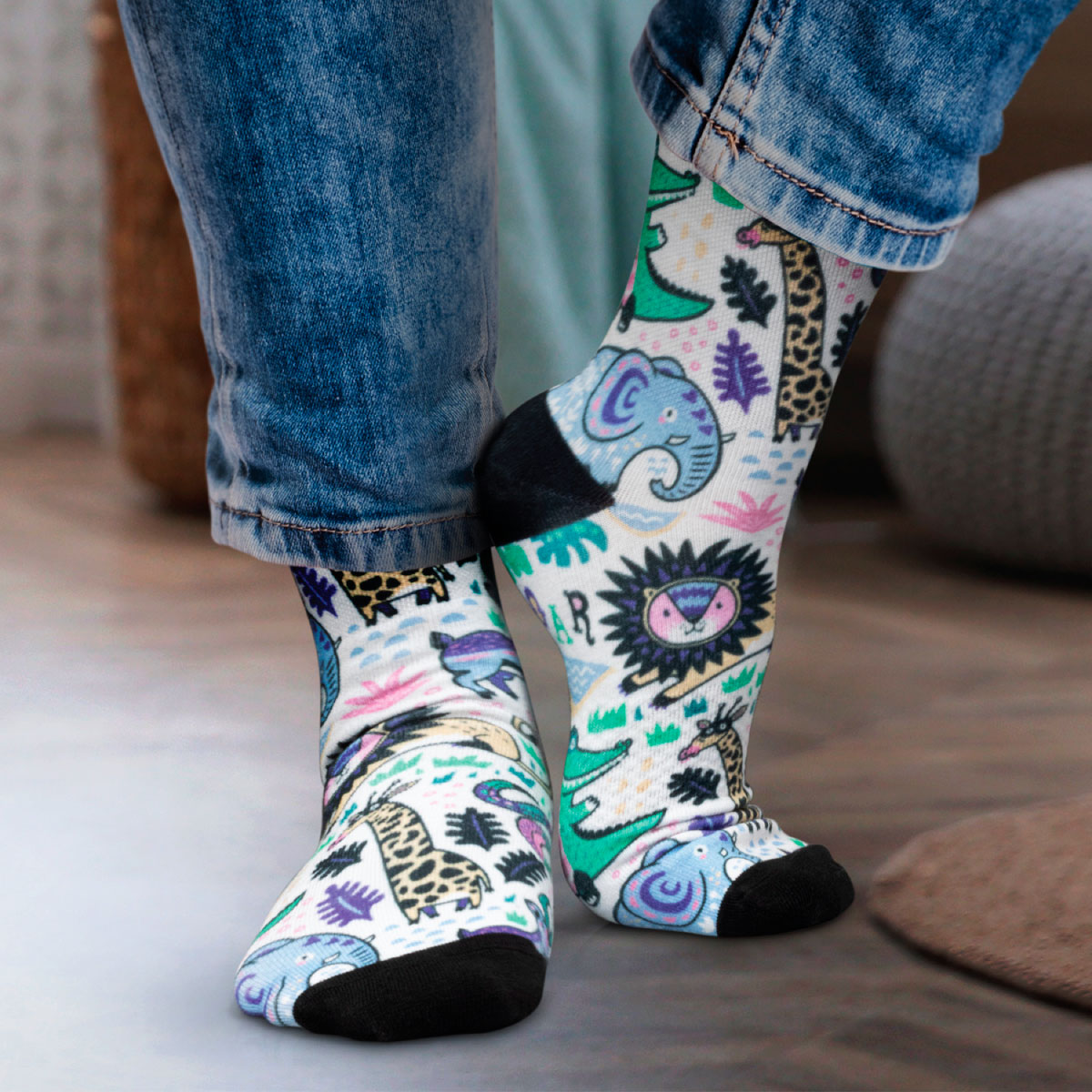 Blue Mercury Rocker Premium Crew Socks - Freddie Mercury 80s Sublimated Design Black Socks